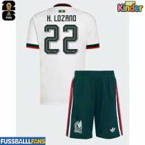 Mexiko Hirving Lozano #22 Auswärts Trikotsatz Kinder WM 2026 Kurzarm (+ Kurze Hosen)